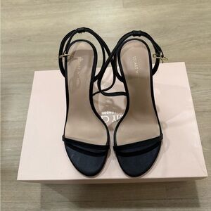 Stuart Weitzman Black Strappy Open-Toe Heels